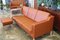 Cognac-Colored Leather Model Eva Sofa with Footstool form Stouby, Set of 3 5