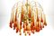 Italian Amber Colored Murano Glass Crystal Drops Waterfall Chandelier, 1960s, Image 3