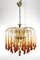 Italian Amber Colored Murano Glass Crystal Drops Waterfall Chandelier, 1960s, Image 5