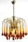 Italian Amber Colored Murano Glass Crystal Drops Waterfall Chandelier, 1960s, Image 9