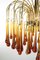 Italian Amber Colored Murano Glass Crystal Drops Waterfall Chandelier, 1960s, Image 4