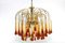 Italian Amber Colored Murano Glass Crystal Drops Waterfall Chandelier, 1960s, Image 2