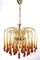 Italian Amber Colored Murano Glass Crystal Drops Waterfall Chandelier, 1960s 7