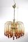 Italian Amber Colored Murano Glass Crystal Drops Waterfall Chandelier, 1960s, Image 6