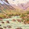 Dipinto di paesaggio di montagna, XX secolo, Olio su tela, Incorniciato, Immagine 8