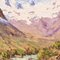 Pintura de paisaje de montaña, siglo XX, óleo sobre lienzo, enmarcado, Imagen 7