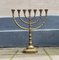 Großer 7-armiger antiker Menorah Kerzenhalter aus Messing, 1920er 1