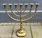 Grand Bougeoir Menorah Antique en Laiton, 1920s 3