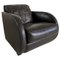 Vintage Art Deco Style Lounge Chair in Brown Leather from Roche Bobois, Image 1