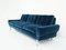 Mid-Century Modern Blue Velvet Three Seater Sofa attributed to Knoll International, 1960s 2