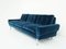 Mid-Century Modern Blue Velvet Three Seater Sofa attributed to Knoll International, 1960s, Image 2