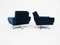 Mid-Century Modern Blue Velvet Armchairs in the style of Knoll International, 1960s, Set of 2 3