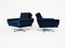 Blaue Mid-Century Samtsessel von Knoll International, 1960er, 2er Set 1