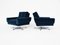 Mid-Century Modern Blue Velvet Armchairs in the style of Knoll International, 1960s, Set of 2 1