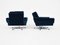 Mid-Century Modern Blue Velvet Armchairs in the style of Knoll International, 1960s, Set of 2 2