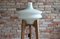 Czech Republican Space Age Floor Lamp with White Glass Lampshade and Wooden Tripod Base, 1960s 2