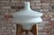 Czech Republican Space Age Floor Lamp with White Glass Lampshade and Wooden Tripod Base, 1960s, Image 4