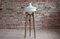 Czech Republican Space Age Floor Lamp with White Glass Lampshade and Wooden Tripod Base, 1960s 1