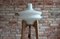 Czech Republican Space Age Floor Lamp with White Glass Lampshade and Wooden Tripod Base, 1960s 3