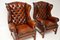 Georgian Style Leather Wing Back Armchairs, Set of 2, Image 3