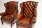 Georgian Style Leather Wing Back Armchairs, Set of 2 4