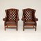 Georgian Style Leather Wing Back Armchairs, Set of 2 6