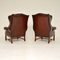 Georgian Style Leather Wing Back Armchairs, Set of 2, Image 7