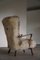 Danish Modern Highback Oak and Lambswool Lounge Chair, 1950s, Image 6