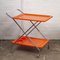 Carrello bar Mid-Century pieghevole in plastica arancione e metallo cromato, Italia, Immagine 1