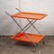 Mid-Century Italian Foldable Orange Plastic and Chromed Metal Bar Cart, 1960s 1