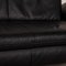 Black Leather Three Seater Rossini Sofa & Pouf from Koinor, Set of 2 4