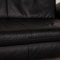 Black Leather Three Seater Rossini Sofa & Pouf from Koinor, Set of 2, Image 4