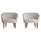 Danish White Brown Lounge Chairs by Illums Bolighus, 1950s, Set of 2 1