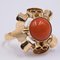 Vintage 14 Karat Gelbgold mit Korallen Cabochon Ring, 1950er 2