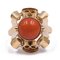 Vintage 14K Yellow Gold with Cabochon Coral Ring, 1950s, Image 1