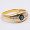 Vintage 18K Yellow Gold with Central Sapphire and Diamonds Ring, 1970s, Image 2