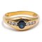 Vintage 18K Yellow Gold with Central Sapphire and Diamonds Ring, 1970s 1