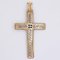 Vintage Cross Pendant in 14K Gold and Silver with Diamond and Emerald Rosettes, 1960s 2