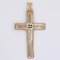 Vintage Cross Pendant in 14K Gold and Silver with Diamond and Emerald Rosettes, 1960s, Image 2