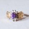 Vintage 18k Gold Ring with Amethyst and White Glass Paste, 1940s 6