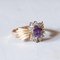 Vintage 18k Gold Ring with Amethyst and White Glass Paste, 1940s 5