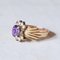 Vintage 18k Gold Ring with Amethyst and White Glass Paste, 1940s 3