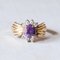 Vintage 18k Gold Ring with Amethyst and White Glass Paste, 1940s 1