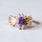 Vintage 18k Gold Ring with Amethyst and White Glass Paste, 1940s, Image 1