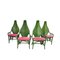 Vintage Green & Pink Bamboo Dining Table & Chairs, 1970s, Set of 5 3