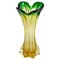 Italienische Mid-Century Vase aus grün-gelbem Muranoglas, 1960 1