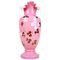 Antique Austrian Vase in Pink Glass with Enamel Paintings, 1890 1