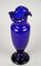Art Nouveau Blue Glass Vase with Frilly Glass Top, Austria, 1900s 6
