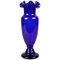 Art Nouveau Blue Glass Vase with Frilly Glass Top, Austria, 1900s 1