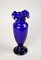 Art Nouveau Blue Glass Vase with Frilly Glass Top, Austria, 1900s 2
